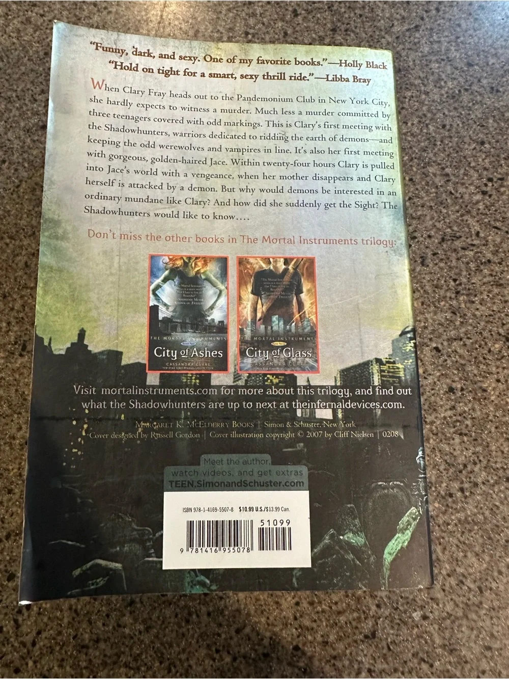City of Bones Paperback Book - Yellow/Green Cover